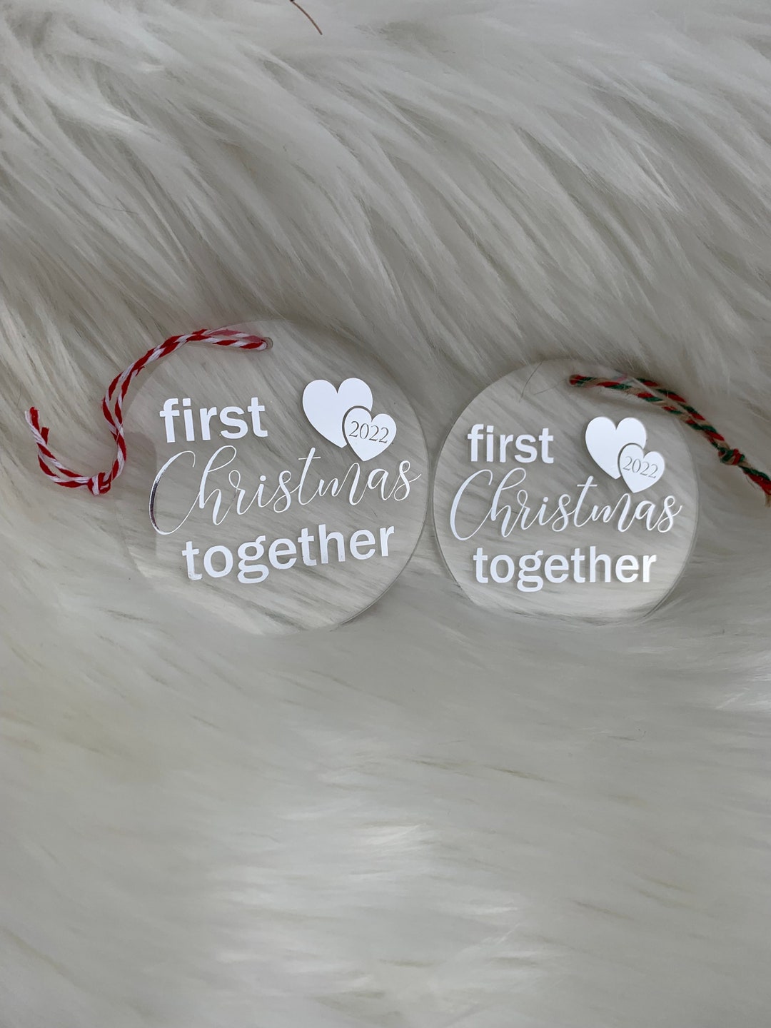 thumbnail interactive-video image 1 of First Christmas Together Ornament • Clear Acrylic Ornament • Newlywed 1 of 14