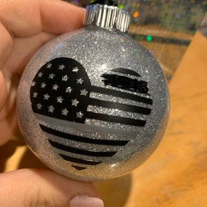 Thin silver line personalized ornament
