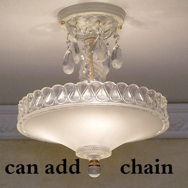 132b Antique/Vtg 1930's 40's Ceiling Light Glass Shade lamp fixture chandelier
