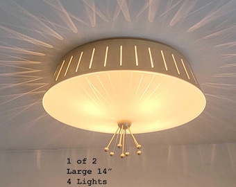 815c Vintage Ceiling Light lamp glass shade fixture atomic mid-century modern sputnik mcm 1950's 1960's