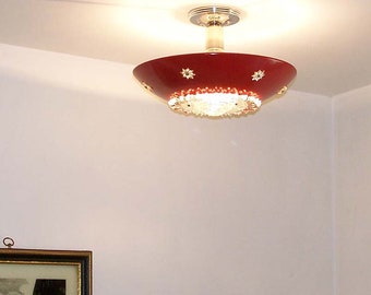 893 Vintage Ceiling Fixture Light Lamp Glass Shade Starburst atomic midcentury eames living room bedroom kitchen hall entry dinning room mcm