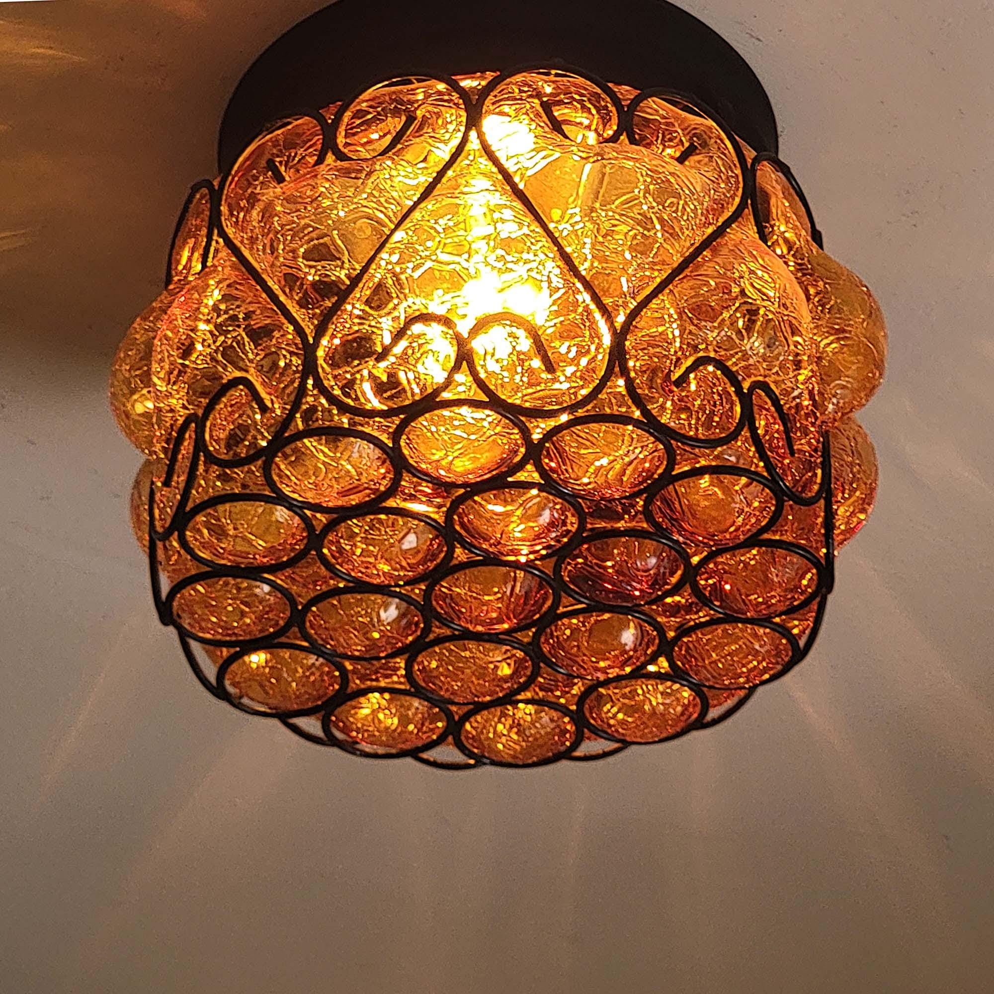 新作人気モデル 484c Vintage 60s 70s Mcm Ceiling Light Fixture Glass Spanish 傘立て