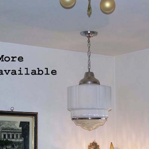 272 Antique/Vtg 1930&#39;s 40&#39;s aRT DEco Ceiling Light Lamp Fixture Glass {JUMBO SIZE}  1 of 6