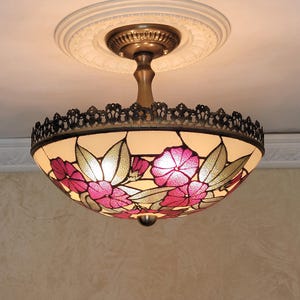 943c, Vintage 60s 70s lg 14" mid-century modern ceiling light fixture glass shade lamp