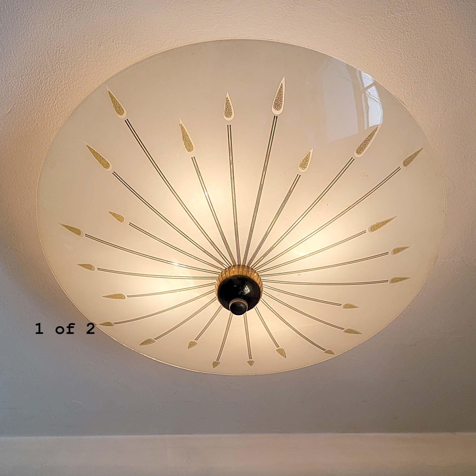 404c Vintage 60' 70's Ceiling Light Lamp Glass Shade Fixture mid century eames mcm sputnik