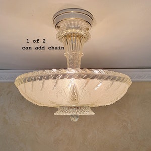 324c Antique vintage 30's 40's glass shade Ceiling light Lamp Fixture Chandelier dining living room