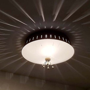 423b Vintage 1960's 70's MCM Ceiling Light Glass Shade Lamp Fixture sputnik chair clock zdjęcie 4
