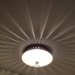 423b Vintage 1960's 70's MCM Ceiling Light Glass Shade Lamp Fixture sputnik chair clock zdjęcie 5