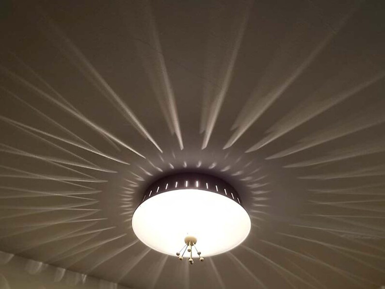 423b Vintage 1960's 70's MCM Ceiling Light Glass Shade Lamp Fixture sputnik chair clock zdjęcie 5