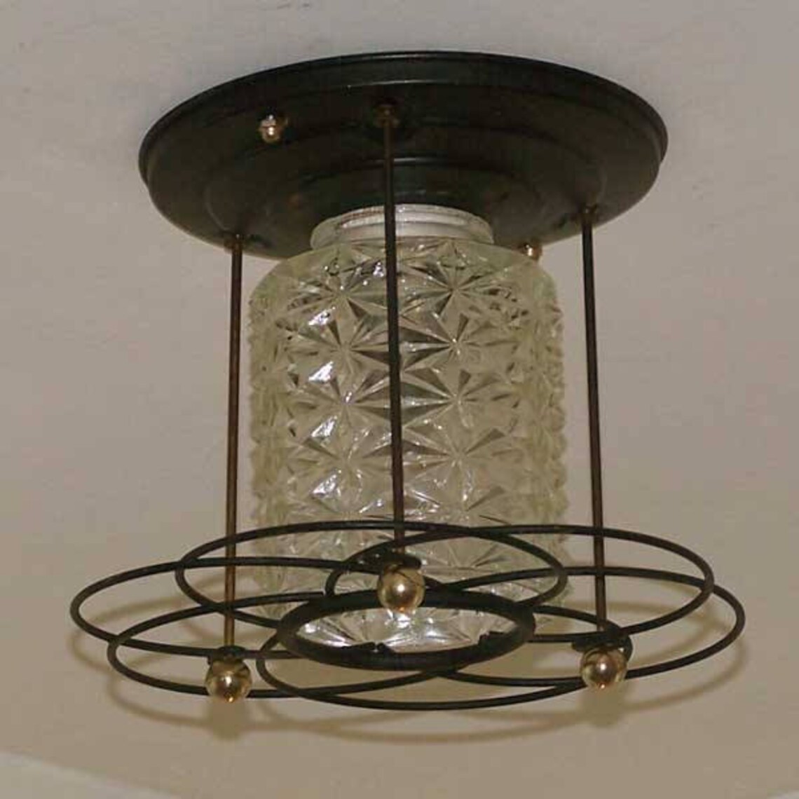 138 Vintage 50s 60s Ceiling Light glass Fixture Mid-Century | Etsy