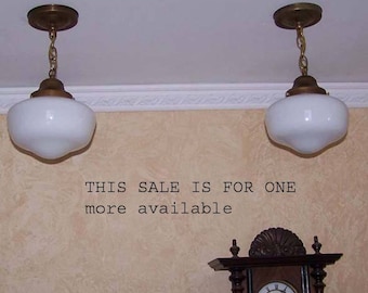 814 c. 1930's ish Brass SchoolHouse Ceiling Light Fixture  Sale is for one more avail