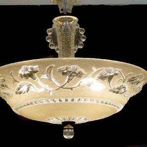 239b Vintage Antique Ceiling Light Glass Shade Lamp Fixture Chandelier