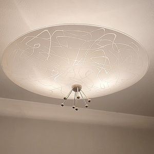 219c Vintage 60&#39;s 70&#39;s mid-century modern mcm lg 18&quot; Ceiling Light lamp fixture
