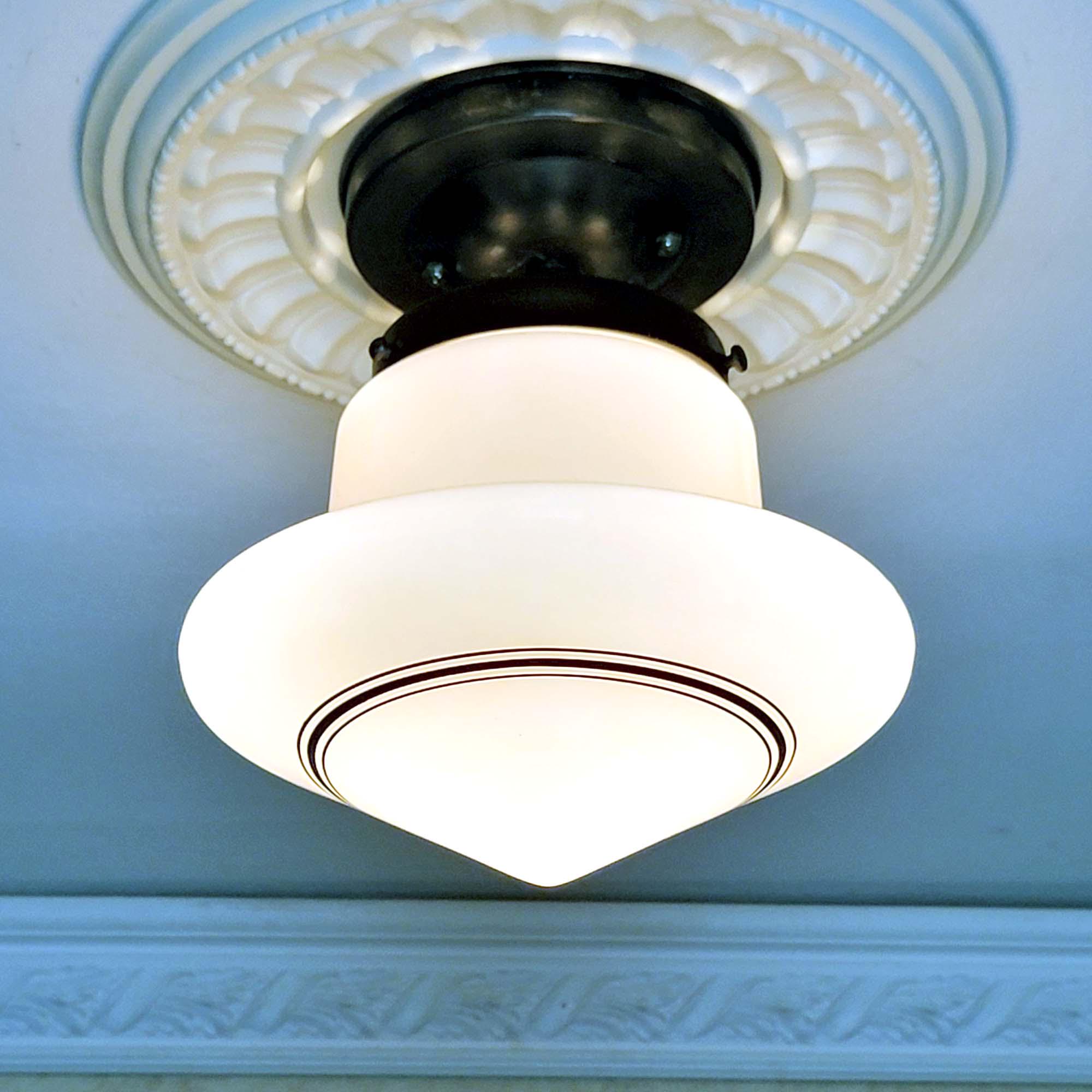 421c Antique Vintage 30's 40's Art Deco Glass Ceiling Light