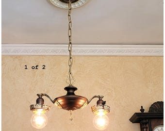 579c Antique 1910's 20's Victorian Ceiling Light Lamp fixture chandelier hall bedroom 1 of 2 pair?