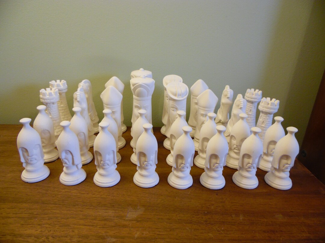 Ceramic Bisque Chess Set Ready to Paint Etsy