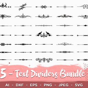 35 Text Dividers Bundle SVG | Text Decoration Clipart | Ornaments | Wedding Decor | Hand drawn
