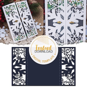 5x7 White Christmas Snowflake Invitation - Laser Cut Template (svg, dxf, ai, eps, png) - Instant Download - Cricut & Cameo Compatible