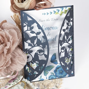 Schmetterling Garten Hochzeitseinladung (Svg, Dxf, ai, Eps, Png) schneiden Datei, Laser geschnitten, sofortiger Download, Cameo, Cricut
