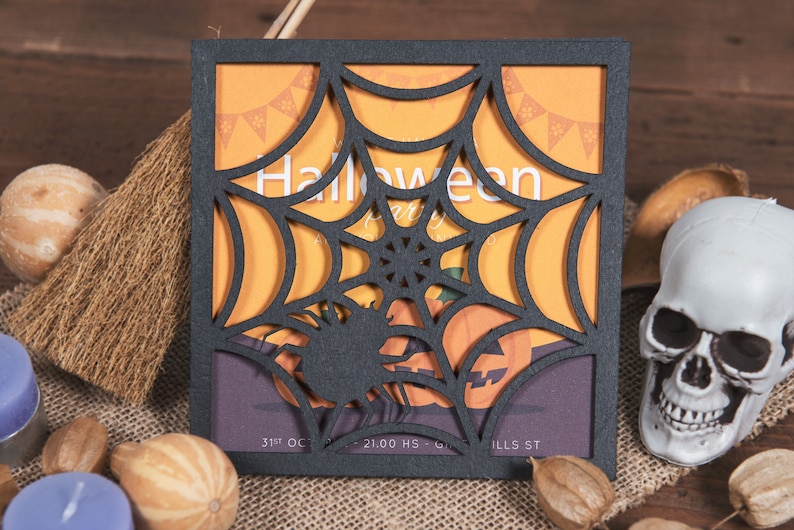 Download Spider Web Halloween Invitation svg dxf ai eps png | Etsy