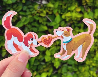 Valentine Day Puppy Love Sticker | Matte Contour Cut Sticker | Cute Dog Decal