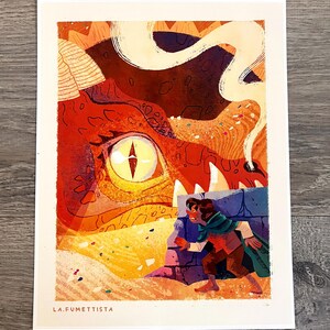 Smaug Dragon Hobbit Art Print | Bilbo Baggins Smaug Misty Mountain Illustration | 8 1/2 x 11 Art Print with Satin Finish immagine 4