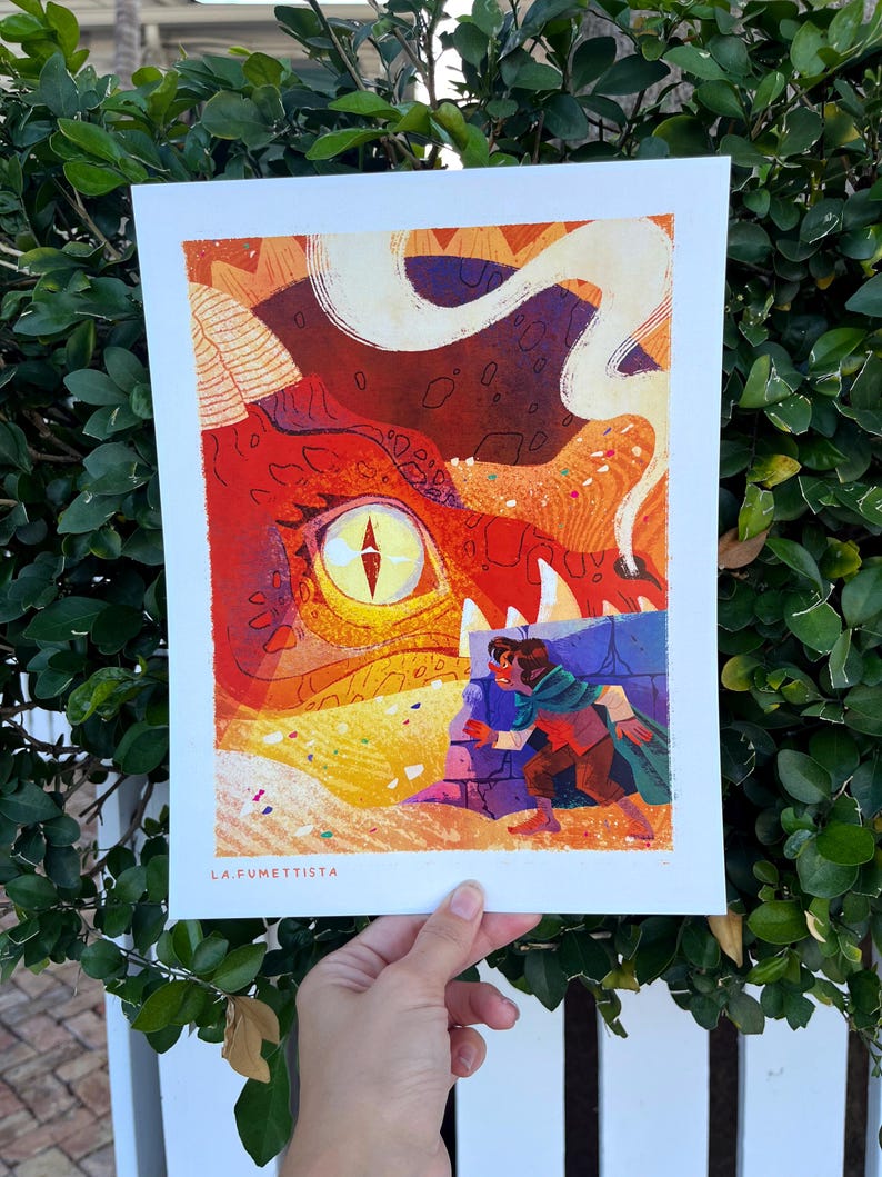 Smaug Dragon Hobbit Art Print | Bilbo Baggins Smaug Misty Mountain Illustration | 8 1/2 x 11 Art Print with Satin Finish immagine 6