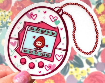 Cute Transparent Vinyl Ichigotchi Tamagotchi Waterproof Weatherproof Sticker 90s Kid Nostalgia