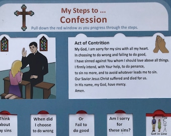 My Steps to Confession, with Examination of Conscience and Act of Contrition and red slider windows