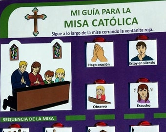 mi guia para la misa catolica, en español; A picture guide describing the order of the Catholic Mass in Spanish