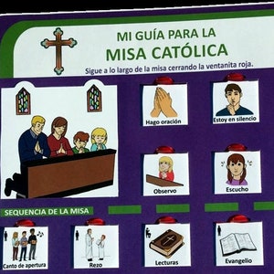 mi guia para la misa catolica, en español; A picture guide describing the order of the Catholic Mass in Spanish