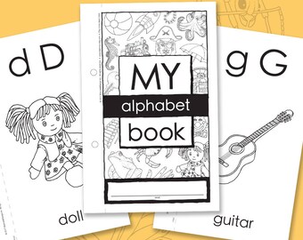 Mi libro del alfabeto: actividad para aprender el alfabeto y colorear que se puede encuadernar en un folleto de 5,5 x 8,5 pulgadas (tamaño final)