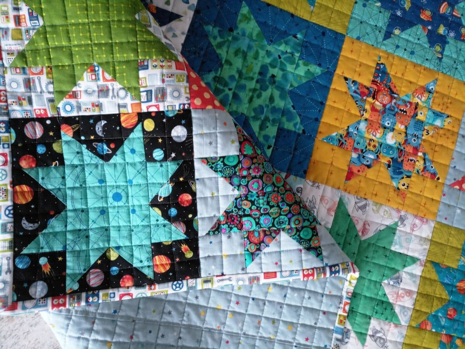 Space Baby Quilt Galaxy Space Quilt Stars Patchwork Quilt Etsy
