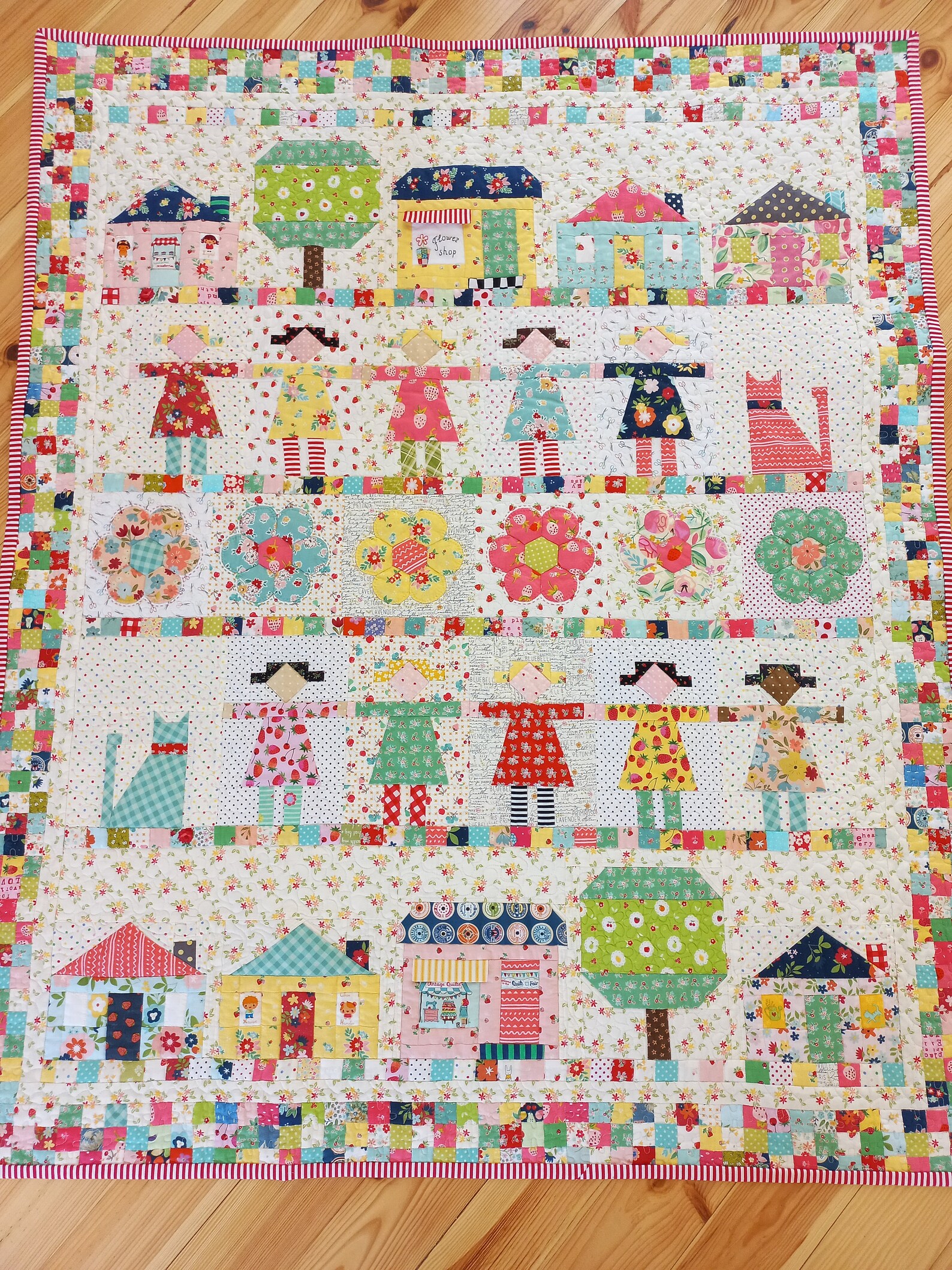 Baby Girl Quilt Flower Handmade Baby Quilt Modern Baby Etsy