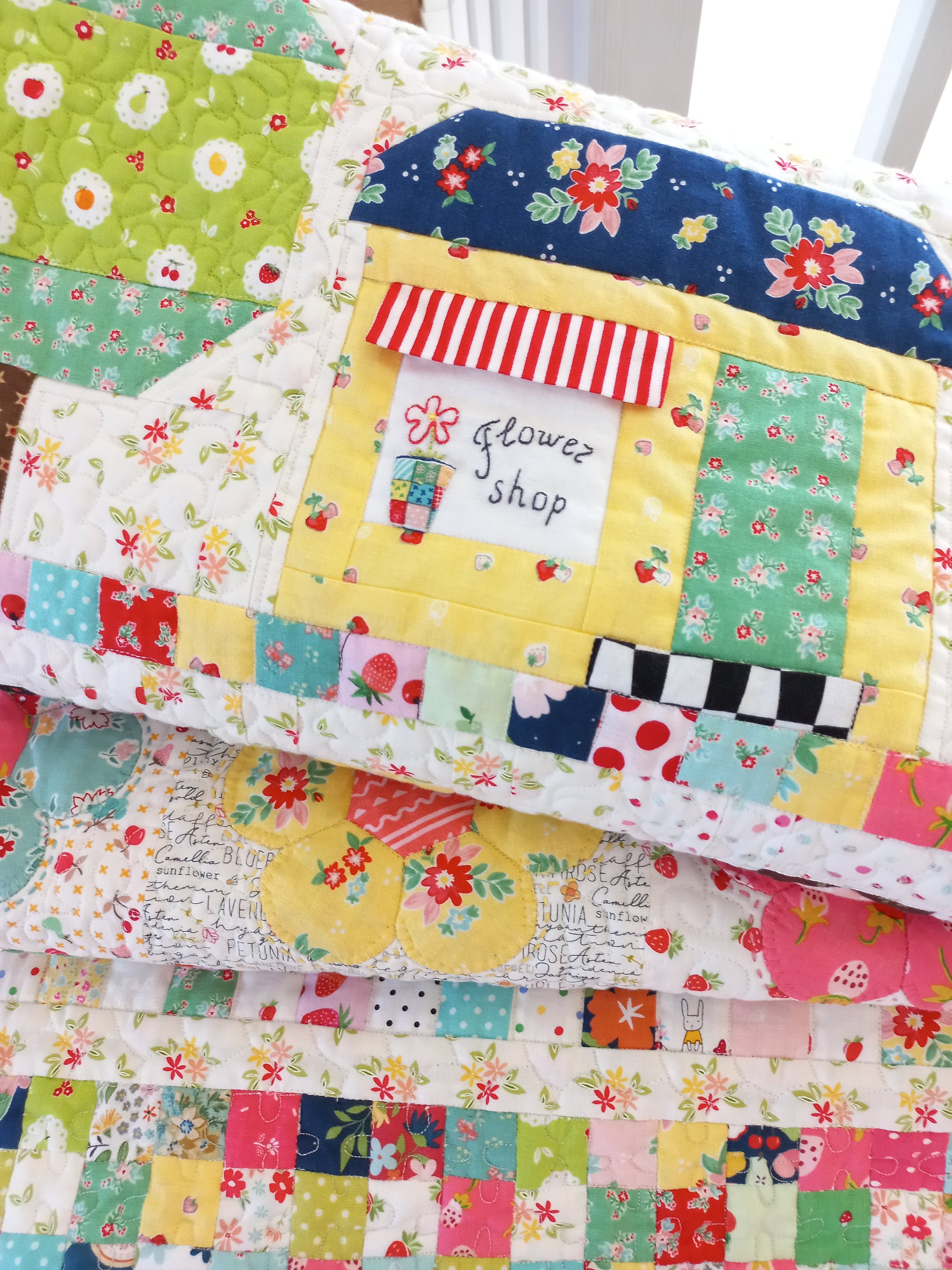 Baby Girl Quilt Flower Handmade Baby Quilt Modern Baby Etsy