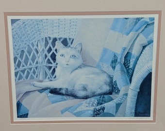 Linda Tompkin Limited Edition Framed Lithograph of a Cat #28/650