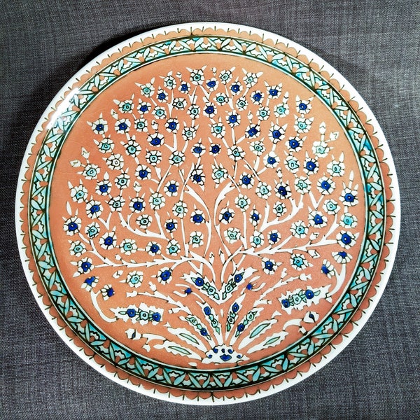 Assiette turque à la main par Marc Gini - arbre et conception de fleur