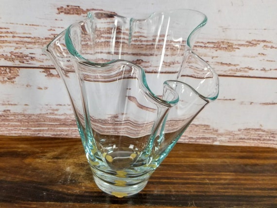 Large Free Form Glass Handkerchief Vase Etsy