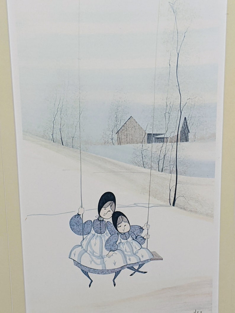 Pat Buckley Moss Limited Edition Framed Print Mom /& Daughter Swinging 1982
