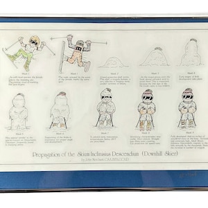 John Merchant Comical Downhill Skier Framed Art