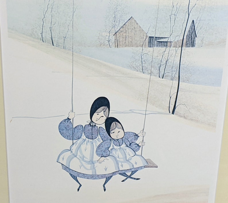 Pat Buckley Moss Limited Edition Framed Print Mom /& Daughter Swinging 1982