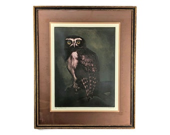 Mid Century Limited Edition Lithograph &quot;Spectacled Owl&quot; Signed by Artist