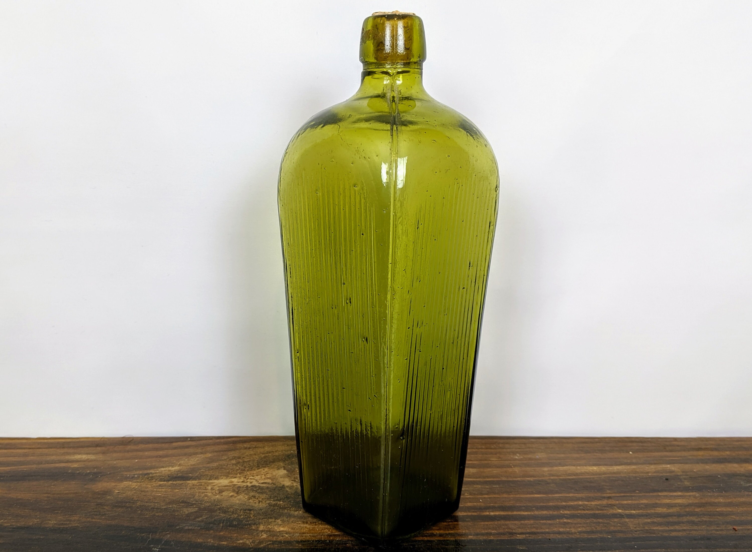Download Antique Green Glass Square Gin Bottle Etsy