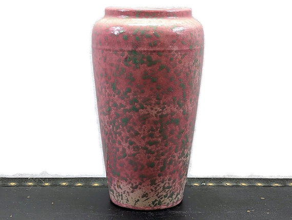 Vintage Art Pottery Vase Pink Green Matte Glaze