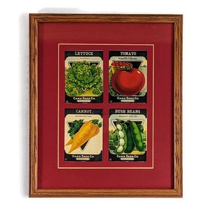 Vintage Card Seed Co Vegetable Cards in Frame - Fredonia, NY