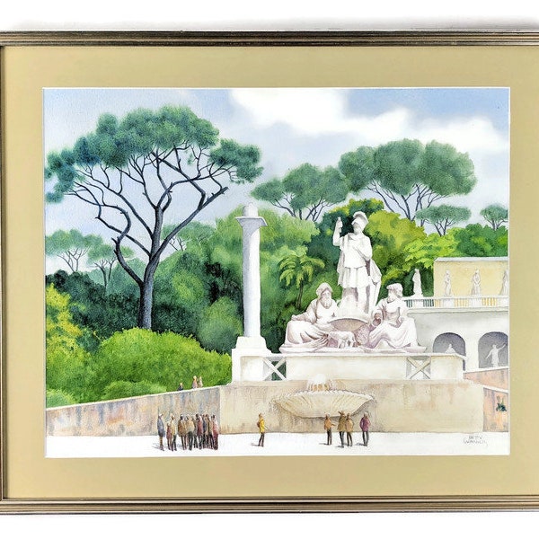 Betty Warner Original Framed Watercolor Painting "The Pines of Rome"