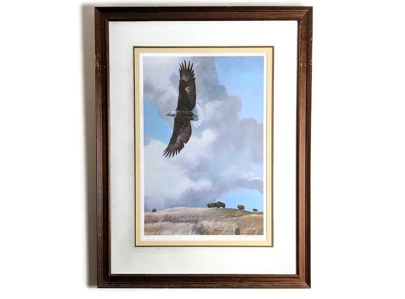 Mario Fernandez Limited Edition Bald Eagle Framed Lithograph Signed & Numbered 50/245