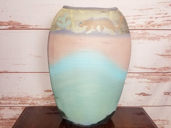 Michael Weinberg Southwestern Raku Floor Vase Etsy