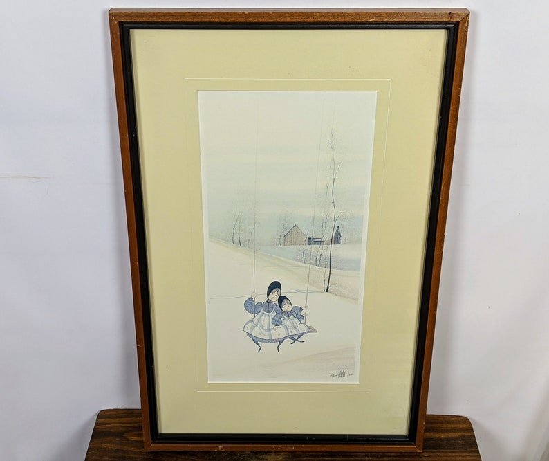 Pat Buckley Moss Limited Edition Framed Print Mom /& Daughter Swinging 1982