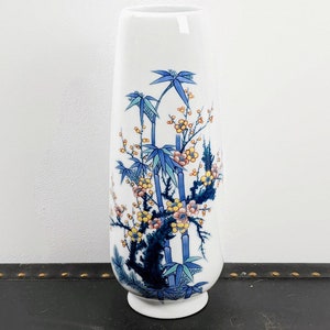 Japanese Arita Kyushu Vase With Cobalt Bamboo Decoration